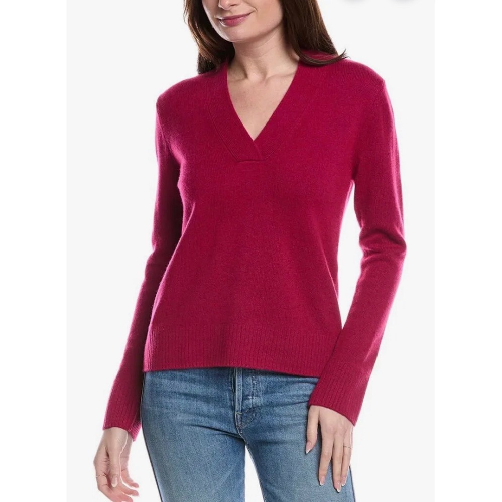 Michael Stars Alena Wool Cashmere Blend V-Neck Sweater Pink Size Small